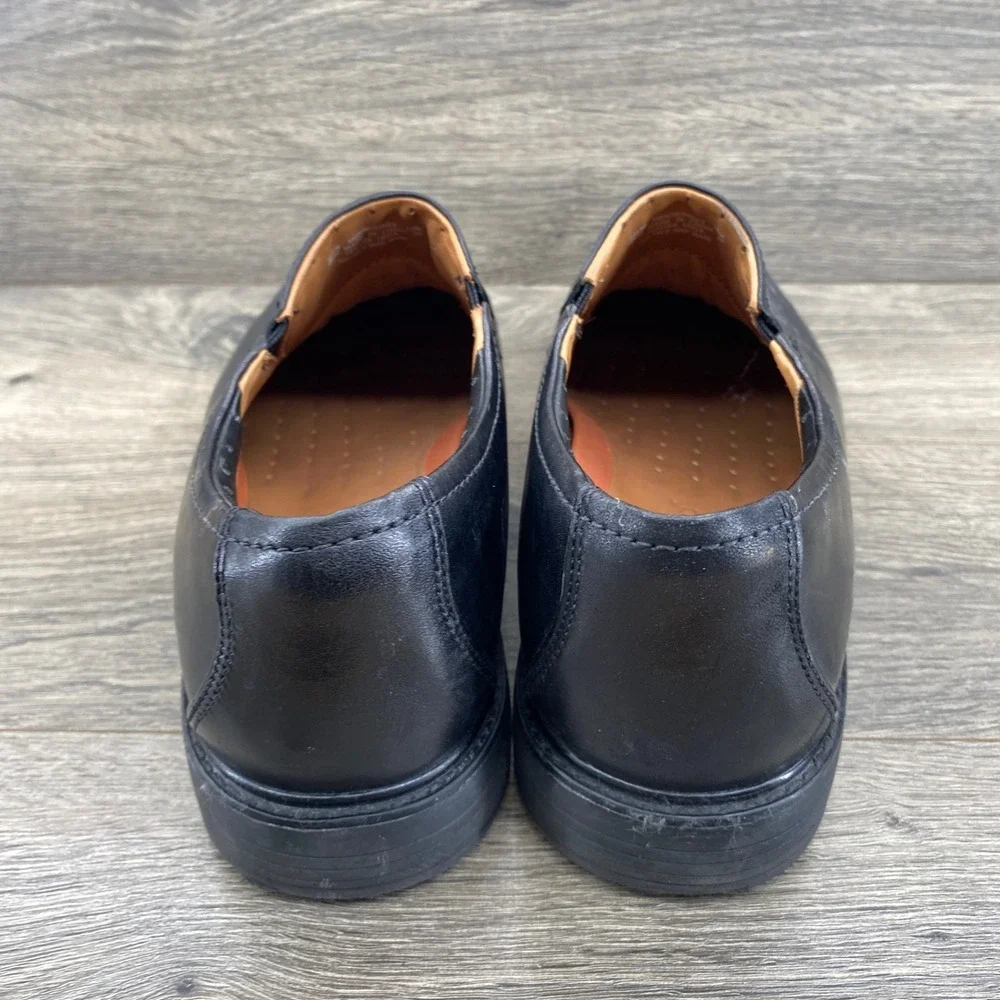 Clarks Unstructured Loafers Mens 13M Black Leather Square Toe Slip On 62156